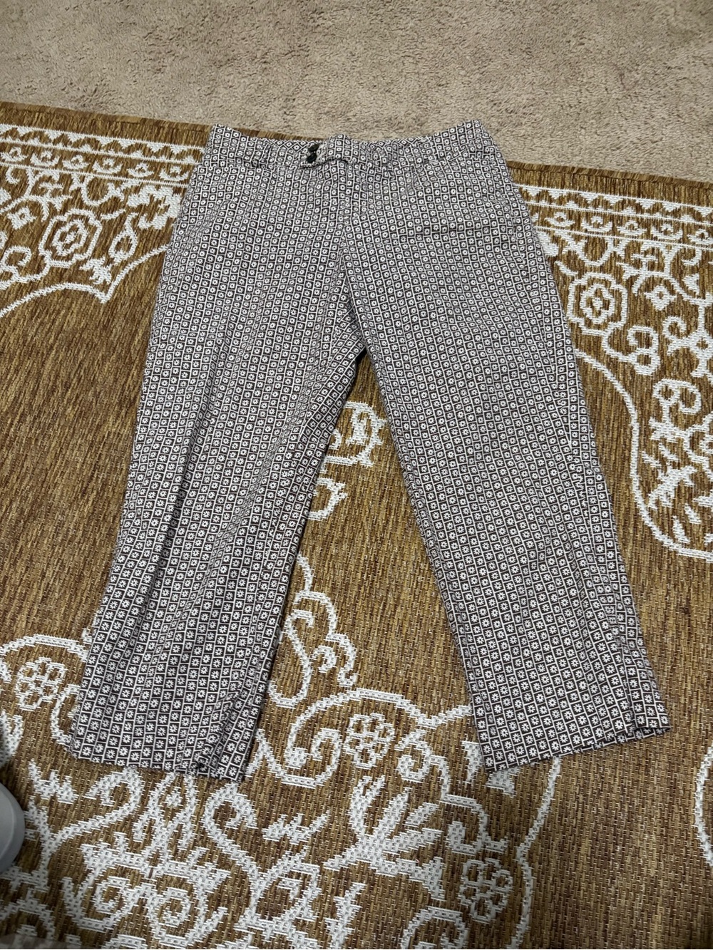 Tommy Hilfiger womens ankle pants brown & white floral pattern size 10